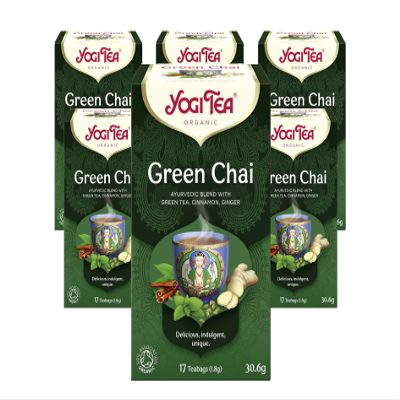 Yogi Tea, Green Chai, Organic Herbal Tea, Blend of Green Tea, Cinnamon and Ginger, 6 Packs x 17 Tea Bags (102 Teabags Total)