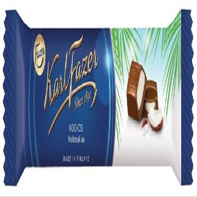 5 Bars x 38g of Karl Fazer Kookos - Original Finnish Milk Chocolate with Coconut Filling