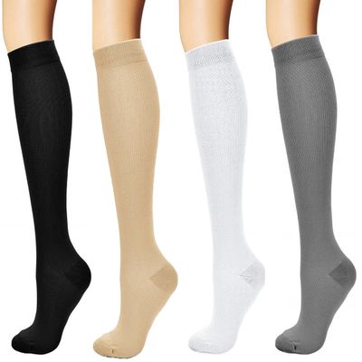 4 Pairs Compression Socks Women & Men 15-20 mmHg, Perfect Compression Stockings Nurse Running Maternity Pregrancy Flight Travel Medical Sport