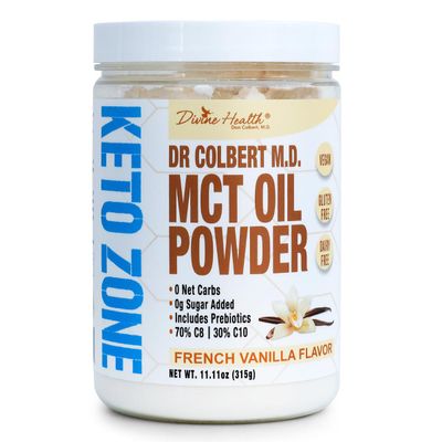 Dr. Colbert's Keto Zone MCT Oil Powder - Vegan - French Vanilla Flavour - 315 Grams - 30 Servings