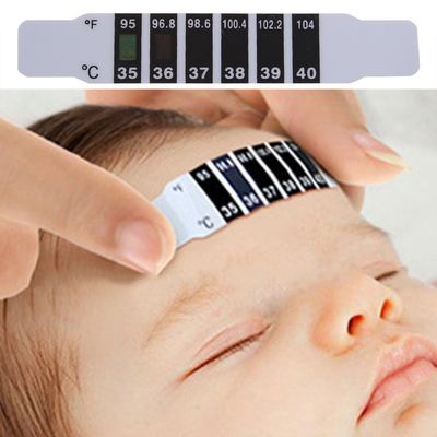 Dabixx Forehead Head Strip Thermometer Fever Body Baby Child Kid Adult Check Test Temperature Monitoring Safe Non-Toxic 10 Pieces Black+White 9cmx1.5cm/3.54"x0.59"
