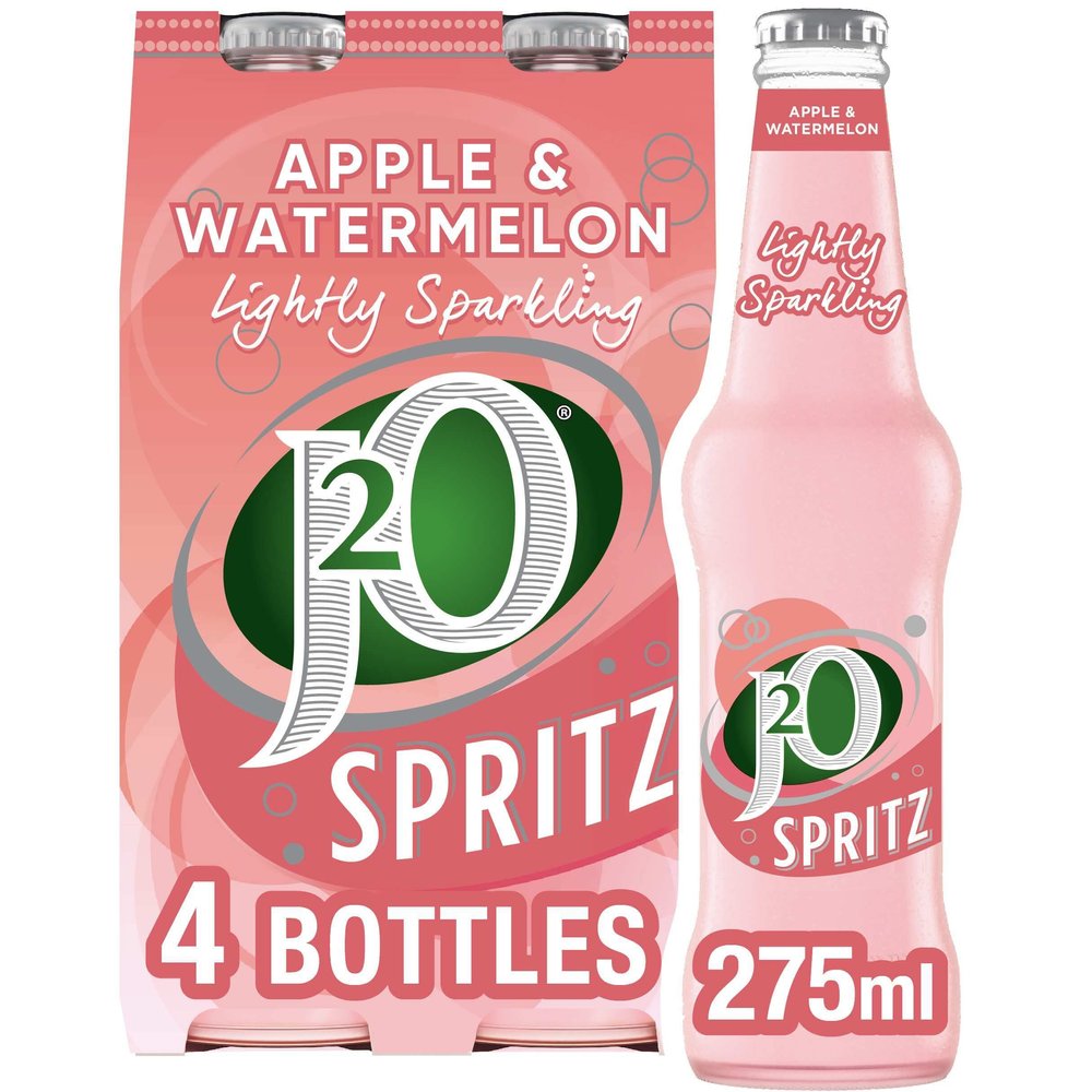 J2O Spritz Sparkling Juice, Apple and Watermelon, 275ml Bottle (Pack of 4)
