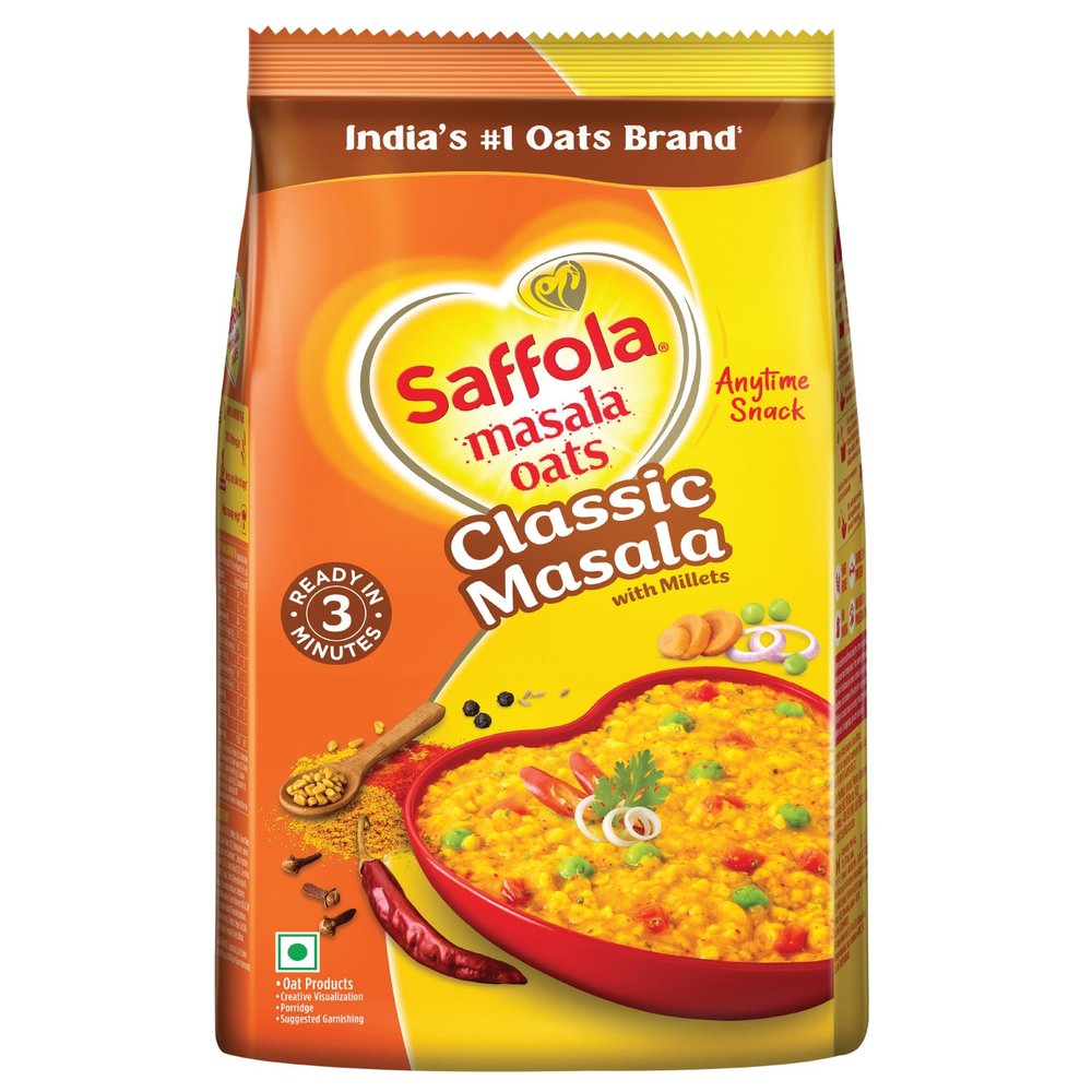 Saffola Masala Oats, Tasty Evening Snack, Healthy Snack, Classic Masala, 500G