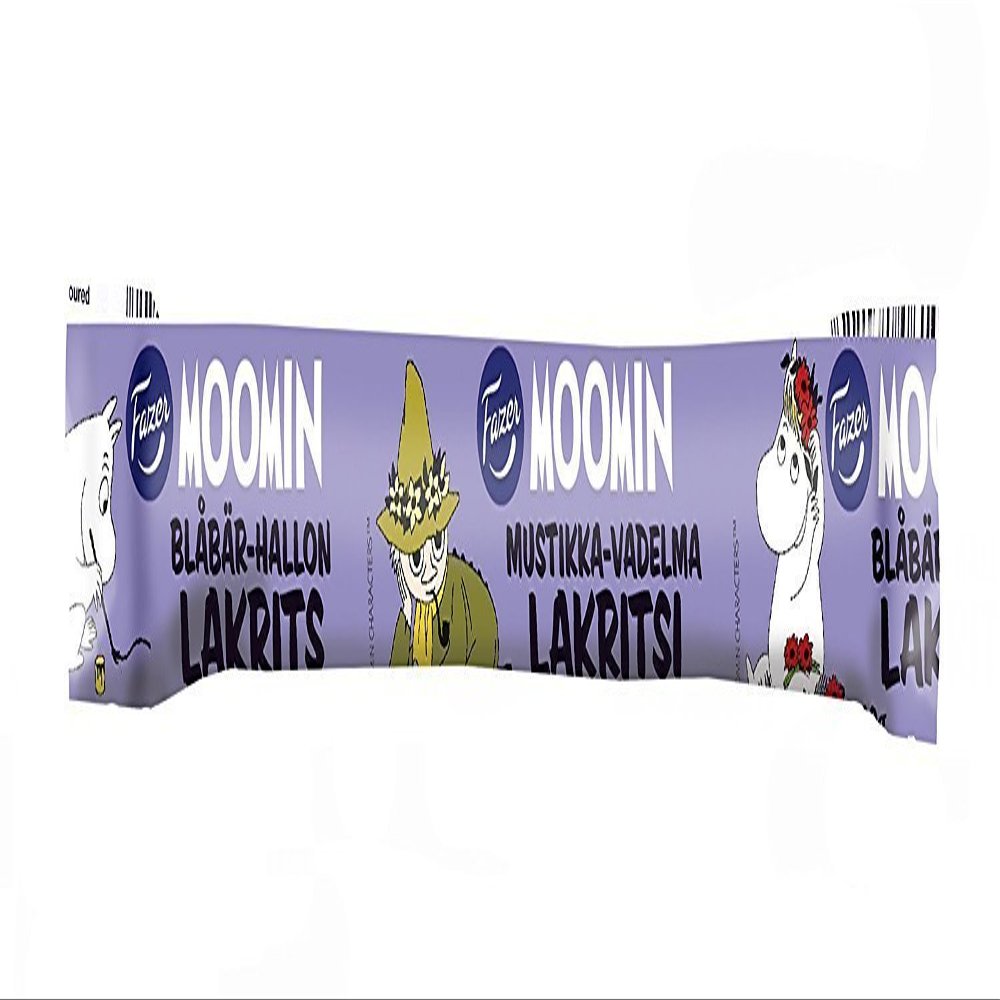 10 Sticks x 20g of Fazer Moomin Blueberry & Raspberry Filled Finnish Black Liquorice Candy Sweets