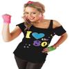 66 Fashion District Ladies Womens Adult Sexy I Love 80s Retro T-Shirt Fancy Dress Party Costume 8-26 (Black, UK 12-14 M/L) view 1