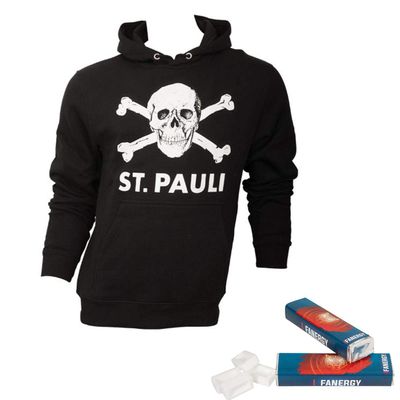 FC St. Pauli Men's Hoodie Skull + Free Energy Drink Fanergy (XXXL)
