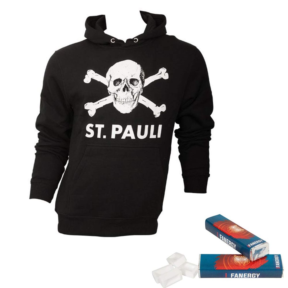 FC St. Pauli Men's Hoodie Skull + Free Energy Drink Fanergy (XXXL)