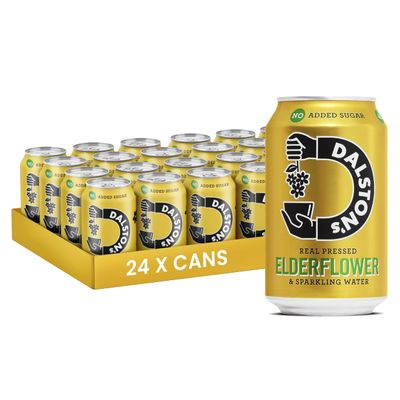 Dalston's Sparkling Elderflower Soda (24 x 330ml) - Real Pressed Elderflower & Sparkling Water - 46 Kcal - No Added Sugar - No Artificial Sweeteners - Healthy Alternative - Low Calorie - Vegan
