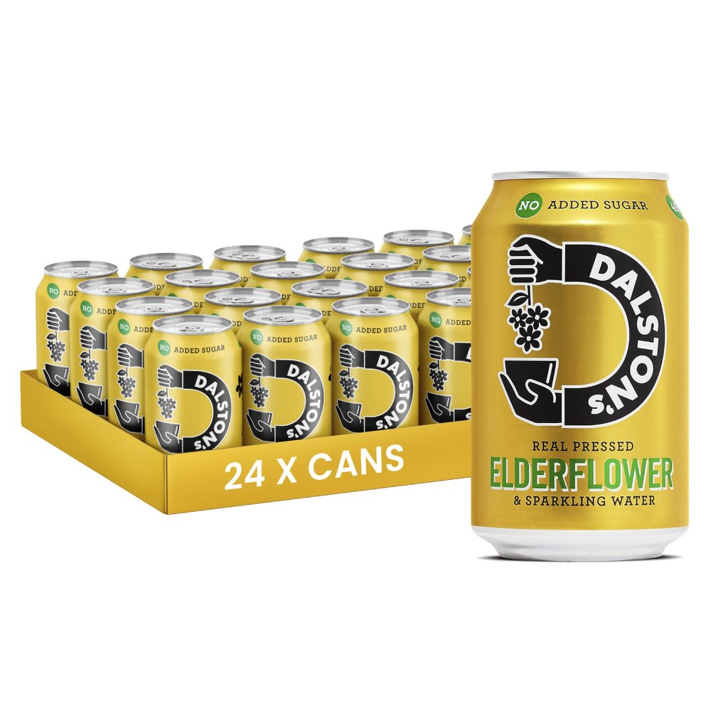 Dalston's Sparkling Elderflower Soda (24 x 330ml) - Real Pressed Elderflower & Sparkling Water - 46 Kcal - No Added Sugar - No Artificial Sweeteners - Healthy Alternative - Low Calorie - Vegan