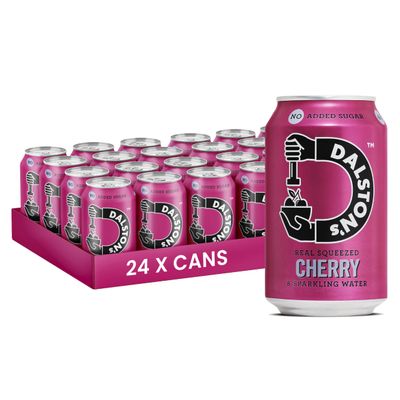 Dalston's Sparkling Cherry Soda (24 x 330ml) - Real Pressed Cherries & Sparkling Water - 46 Kcal - No Added Sugar - No Artificial Sweeteners - Healthy Alternative - Low Calorie - Vegan