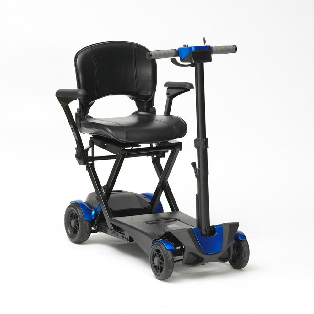 Drive DeVilbiss 4 Wheel Auto Folding Scooter Lightweight Folding Power Scooter  4 Wheel Motorized Scooter  Mobility Scooter for Adults (Blue)