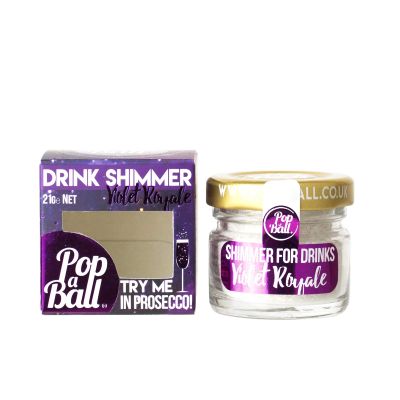 Popaball Drink Shimmer Violet Royale Blackcurrant Flavour | 1 x 21 Grams | Prosecco, Gin, Mocktail & Cocktail Making Gifts | Gift Set Ideas for Her, Hampers & Hen Parties