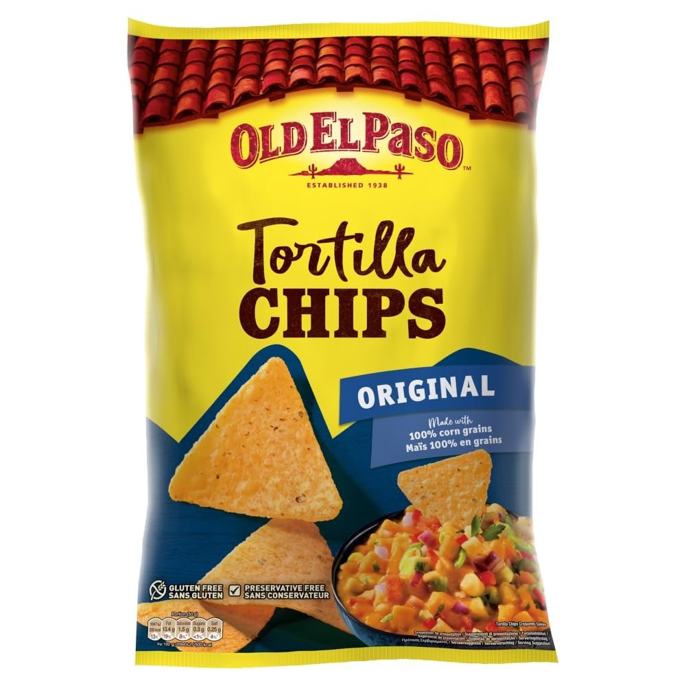 Old El Paso Gluten Free Crunchy Salted Tortilla Chips 185g (Pack of 5)