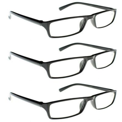 3 x PAIRS GREAT VALUE Stylish Reading Glasses Retro Unisex in Brown, Grey & Black TN55 (3 x Black, 2.50)