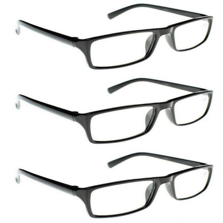 3 x PAIRS GREAT VALUE Stylish Reading Glasses Retro Unisex in Brown, Grey & Black TN55 (3 x Black, 2.50)