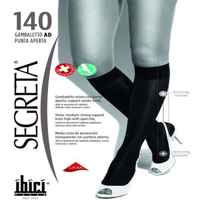 SEGRETA Knee high 140 den open tip, medium to strong graduated compression - Beige - L
