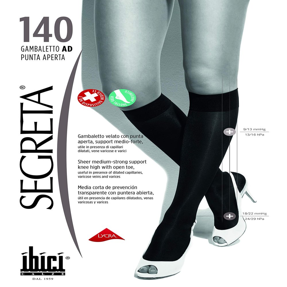 SEGRETA Knee high 140 den open tip, medium to strong graduated compression - Beige - L