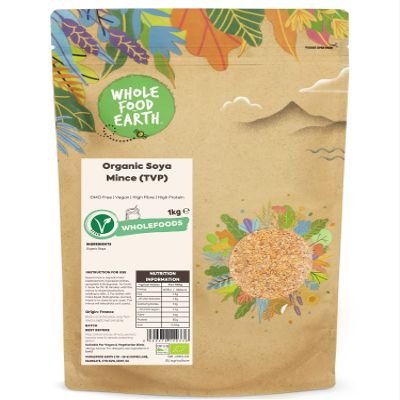 Wholefood Earth Organic SOYA Mince (TVP) 1kg GMO Free | Vegan | High Fibre | High Protein | Certified Organic