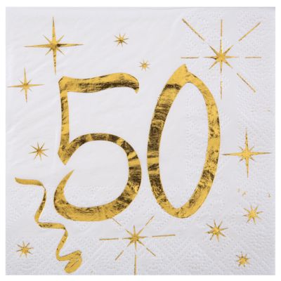 Napkins with golden lettering 18, birthday napkins 18 gold (50)