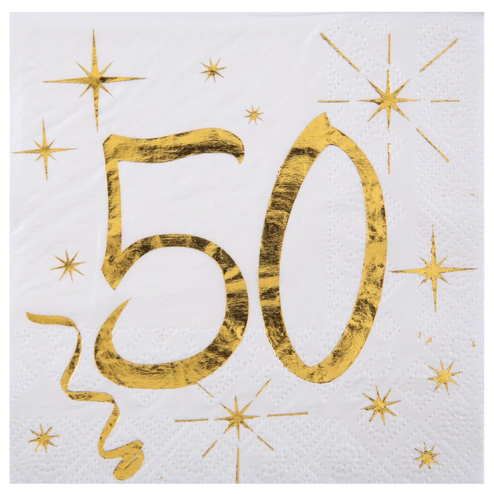 Napkins with golden lettering 18, birthday napkins 18 gold (50)