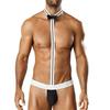 Acizi Men's Sexy Collared Bow Tie Bodysuit Thong Butler Teddy Costume Underwear (Black) view 1