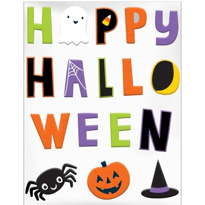 Amscan 220360 Hallo-Ween Friends Gel Cling-44CM X 32CM | Multicolor | 1 Pc, Letter Print, Multi-colour