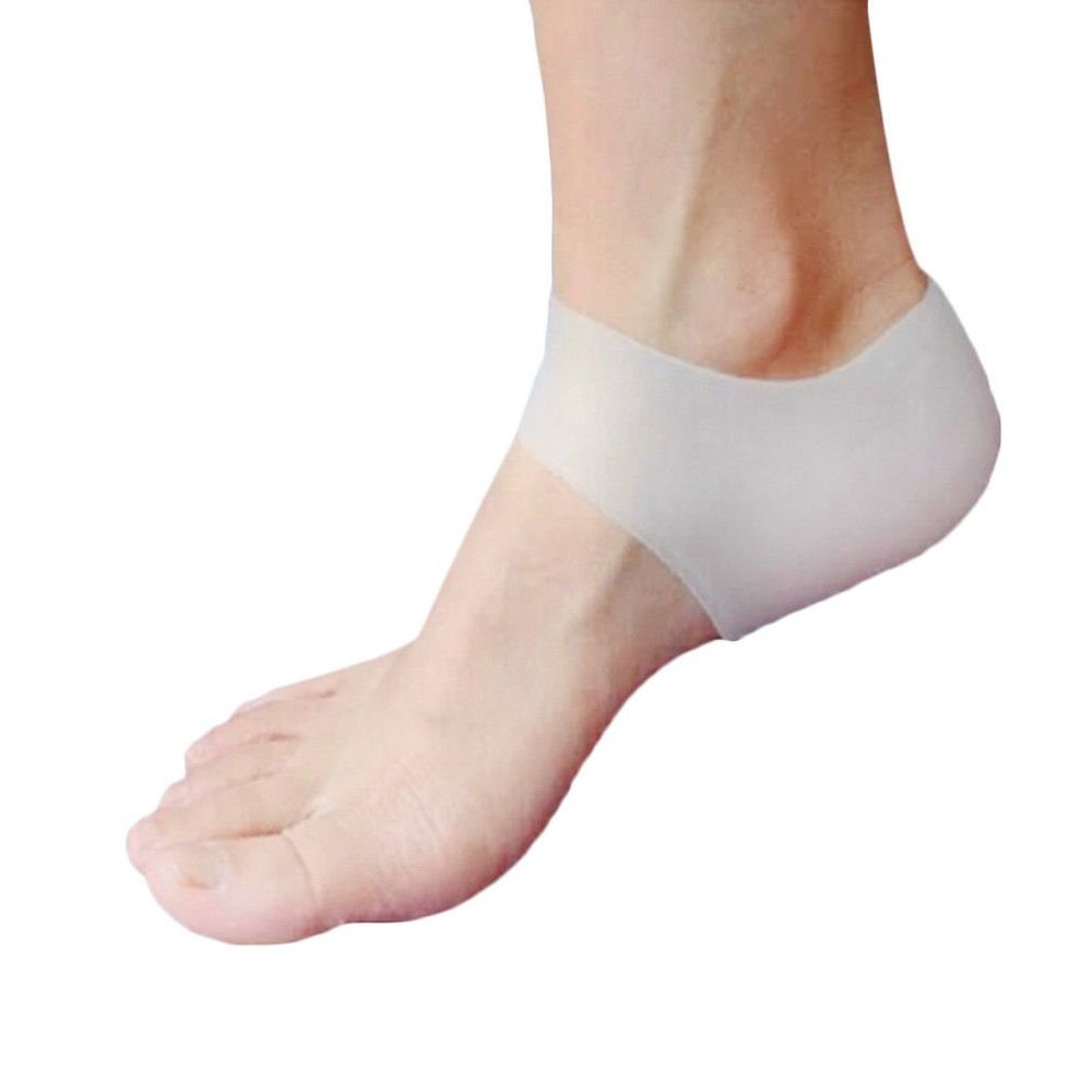 1 Pair Silicone Gel Heel Sleeves Foot Ankle Pain Relief Pads Protector Skin for Plantar Fasciitis Gel Sleeves Protectors Breathable Silicone Protective Heel Air Support for Plantar Fasciitis Pain Relief