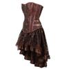 jutrisujo Steampunk Dress Corsets for Women Gothic Punk Leather Bustier Skirt Pirate Costume Halloween Plus Size Brown XL view 2