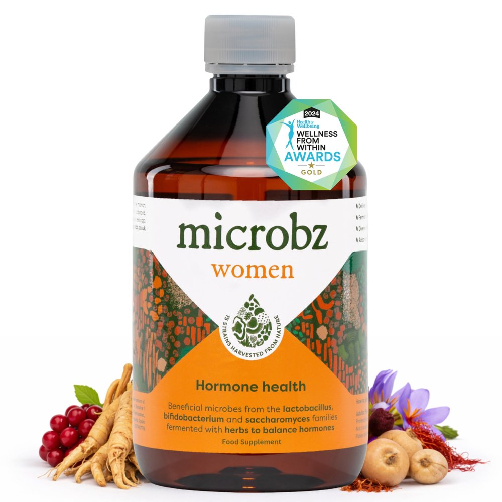 MICROBZ Women Liquid Probiotics for Gut Health Award-Winning Vegan Probiotic for Women with 15 Strains & Fermented Herbs for Female Balance & Bloating Vegan, Dairy & Sugar Free - 31 Servings