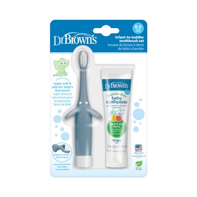 Infant-To-Toddler Toothbrush & Toothpaste Combo Pack (Blue)