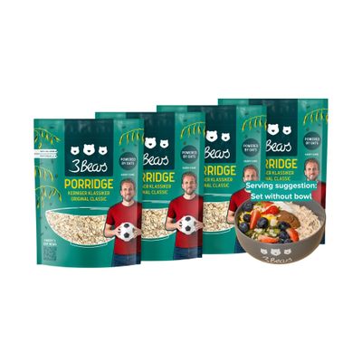 3Bears Porridge - Original Classic | Porridge Oats | Porridge Sachets | Porridge Oats Sachets | Wholegrain Porridge Oats | Overnight Oats | Oatmeal | 4 x 400g