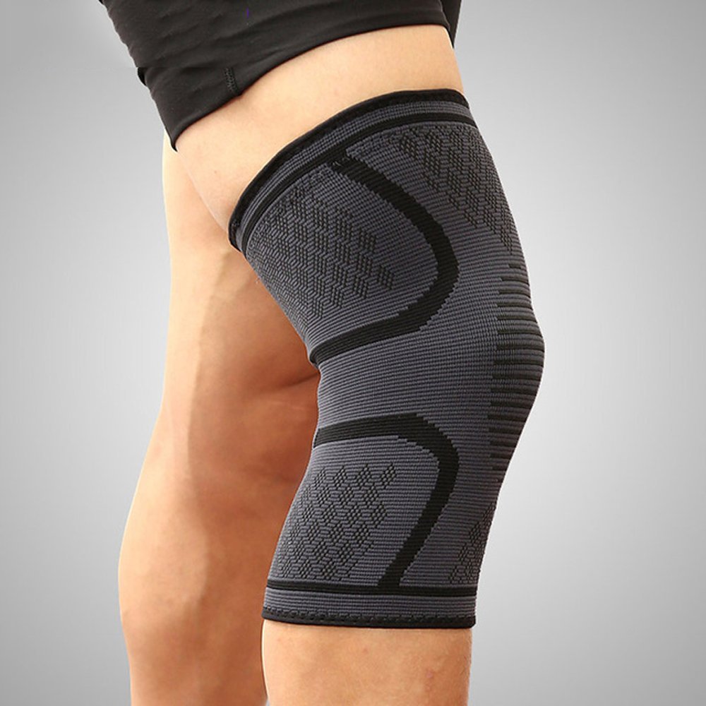 1PCS Fitness Running Cycling Knee Support Braces Elastic Nylon Sport Compression Knee Pad Sleeve for Basketball Volleyball Breathable Sport Safety Knee,black,XL