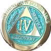 4 Year Elegant Glitter Aqua Turquoise Gold Silver Bi-Plated AA Medallion Chip IV view 1