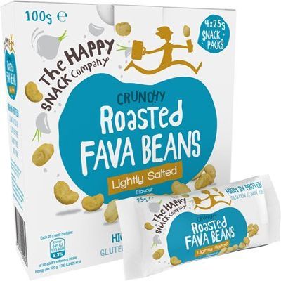 The Happy Snack Company Roasted Fava Beans, Lightly Salted Flavour Healthy Snack, High Protein, Gluten Free Tasty Snacks, Vegan, 105 Calories, 25g Portion, Pack of 20