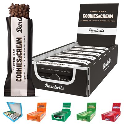 Barebells Protein Bars - 12 Count, 20g High Protein Treats Sugar Free Chocolate Nutrition Bar, Low Carb On The Go Breakfast or Post-Workout Snack (Cookies & Cream)