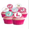 24 Precut Round Cute Llama funny animal themed Edible Wafer paper Cake Toppers Decorations view 1