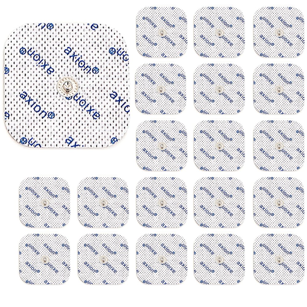 20 Electrodes Compatible with COMPEX - TENS EMS Pads Easy snap 5x5cm - Button Connection 3.75mm - axion Brand Quality