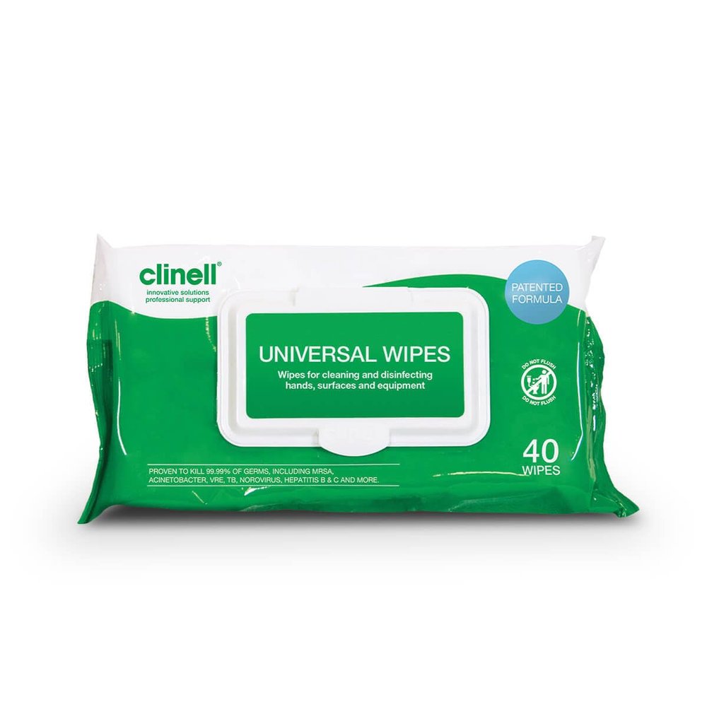 Clinell Universal Wipes - Medium (200mm x 200mm) x 40 (D5956)