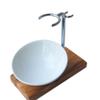 D.O.M. Classic Plus 3-Piece Shaving Brush Set Olive Wood with Oval Porcelain Bowl 10 cm + Razor Holder + Shaving Brush view 1