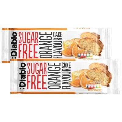 Diablo Sugar Free Cake Orange Flavour  Healthy Snacks Sweet Treat, Cakes and Desserts for All, Ideal for Snack Time, Tea & Party Treat, Halal & Kosher Approved  200g (Pack of 2)