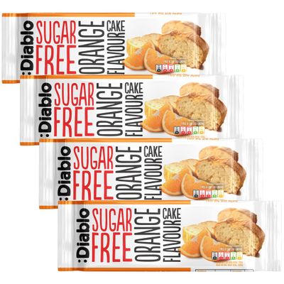 Diablo Sugar Free Cake Orange Flavour  Healthy Snacks Sweet Treat, Cakes and Desserts for All, Ideal for Snack Time, Tea & Party Treat, Halal & Kosher Approved  200g (Pack of 4)