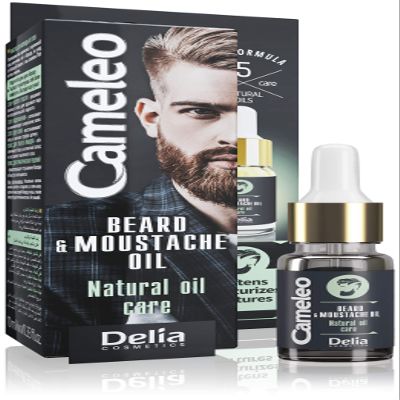 Cameleo - Men Beard & Moustache Oil Styling, Hydrating & Gentle Skin Moisturising - Almond, Sunflower, Soybean Oil - Softens, Smooths & Strengthens Beard - Mustache Maintenance - 10ml, transparent