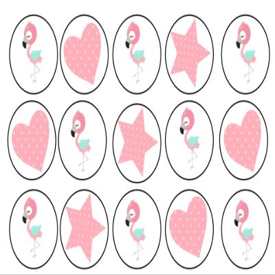 15 x 2 inch cupcake toppers flamingo edible wafer