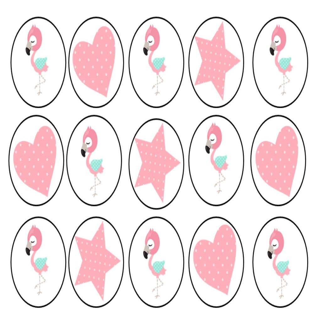 15 x 2 inch cupcake toppers flamingo edible wafer