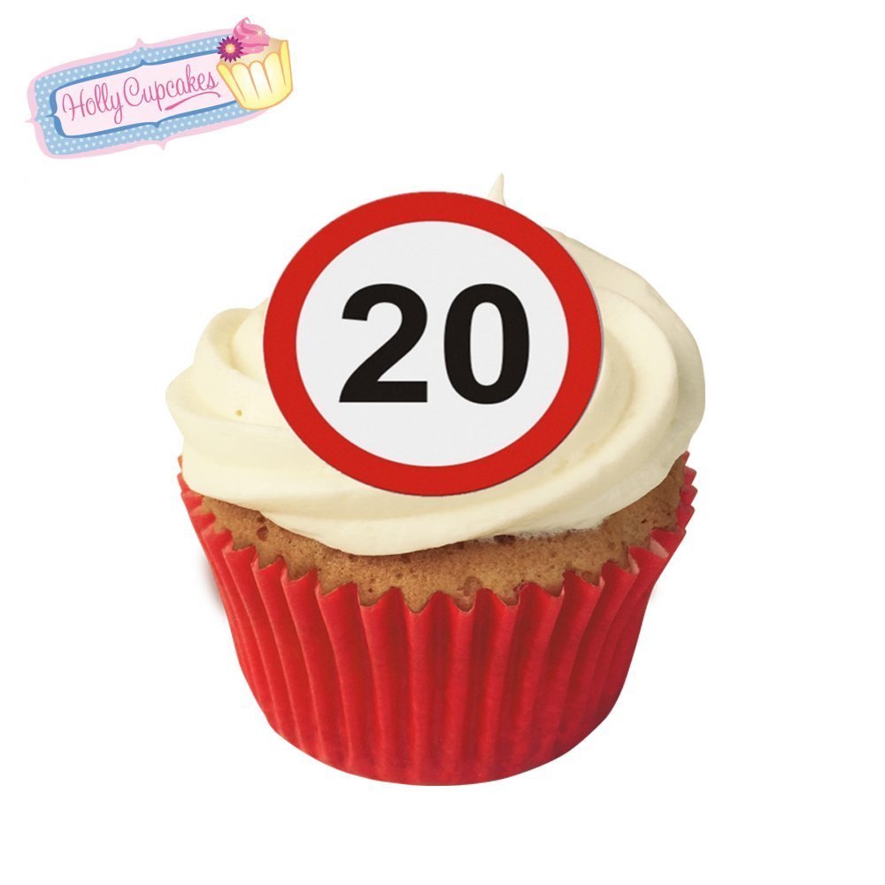 24 Fabulous Pre-Cut Edible Wafer Cake Toppers: 20 Birthday Road Sign