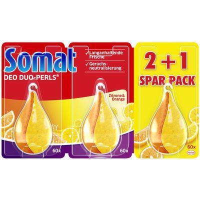 CleanRight SOMAT Duo-Perls Dishwasher freshener Lemon/Orange Set of 3 (Approx.180 Washes) Made in Germany