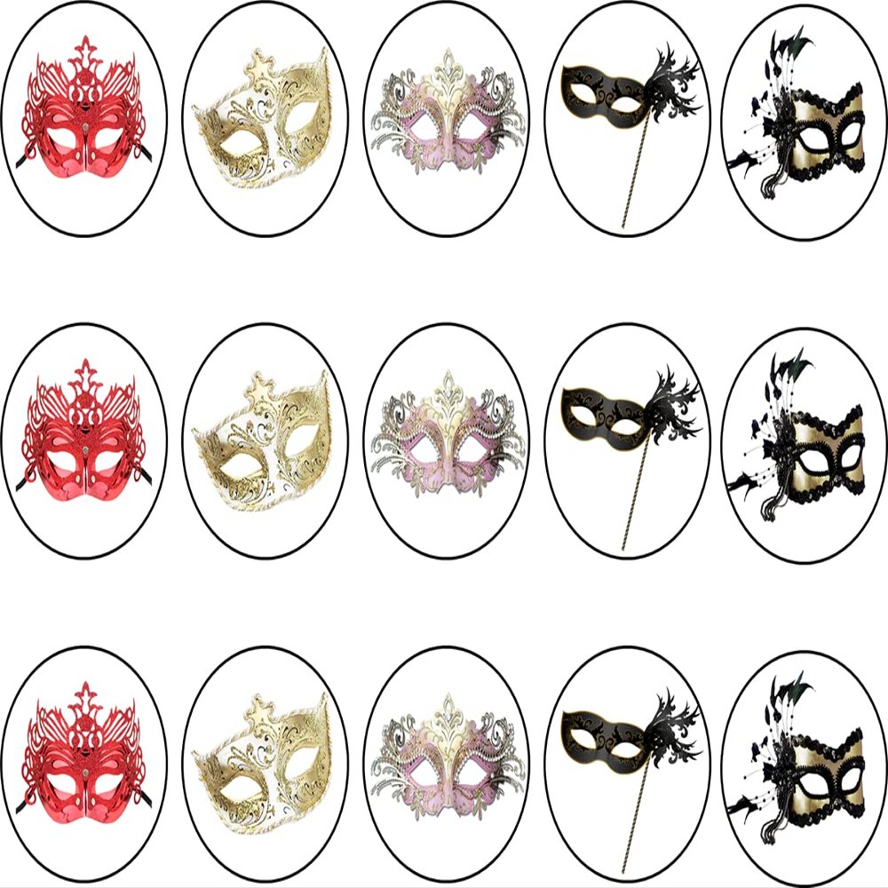 15 x 2 inch cupcake toppers masquerade edible wafer