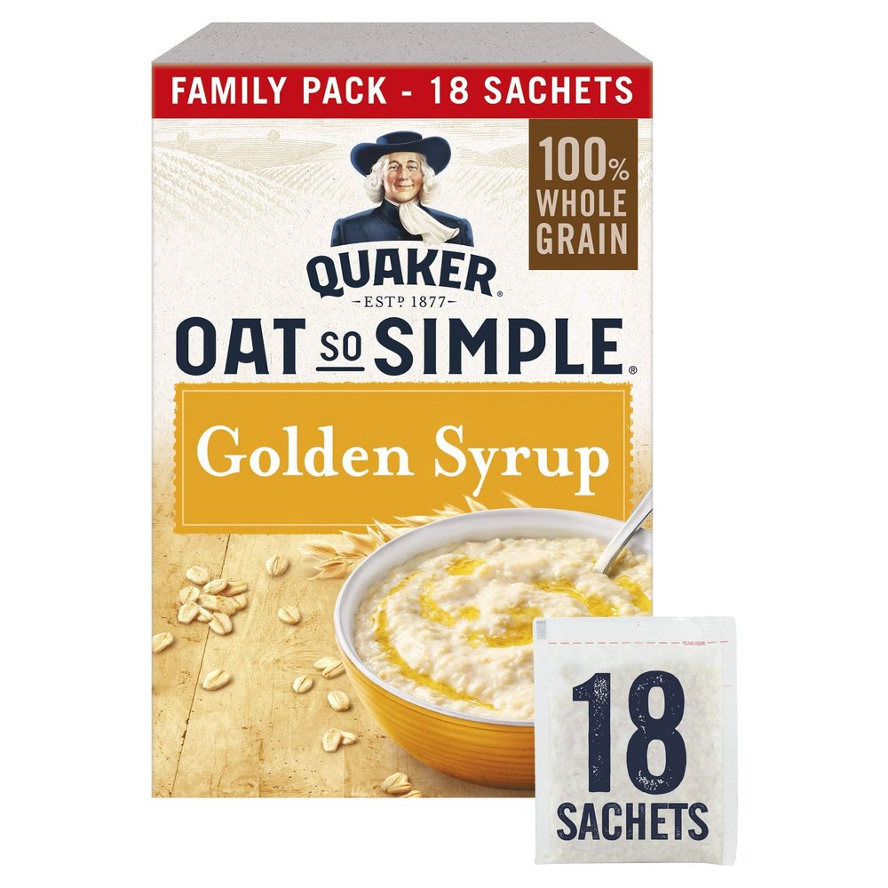 Quaker Oat So Simple Golden Syrup Porridge Sachets, 18 x 36 g (Pack of 8)