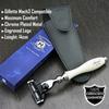 Gent Shaving Mach3 Razor in Ivory Colour & Genuine Leather Protective Case | Men's Shaving & Grooming > Men's Travel Essentials - Gift for Him view 2