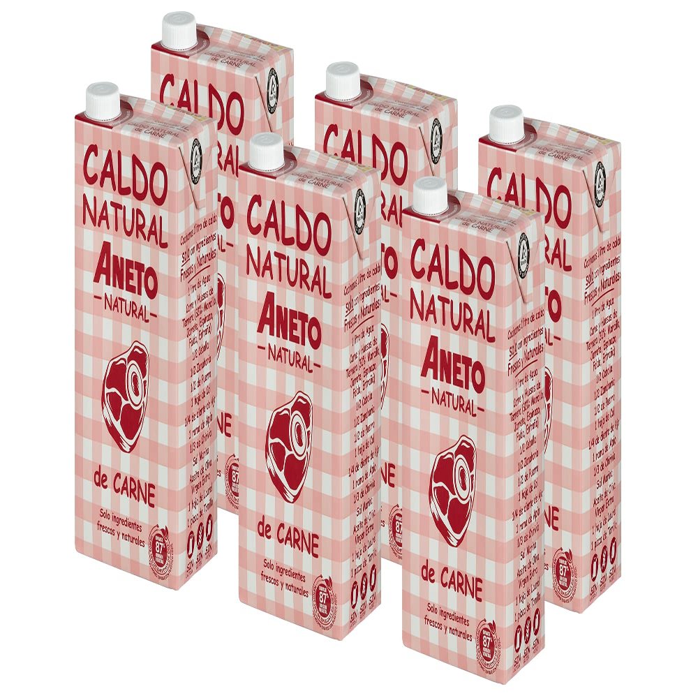 Aneto 100% Natural Beef Broth - 1L (6 pack)